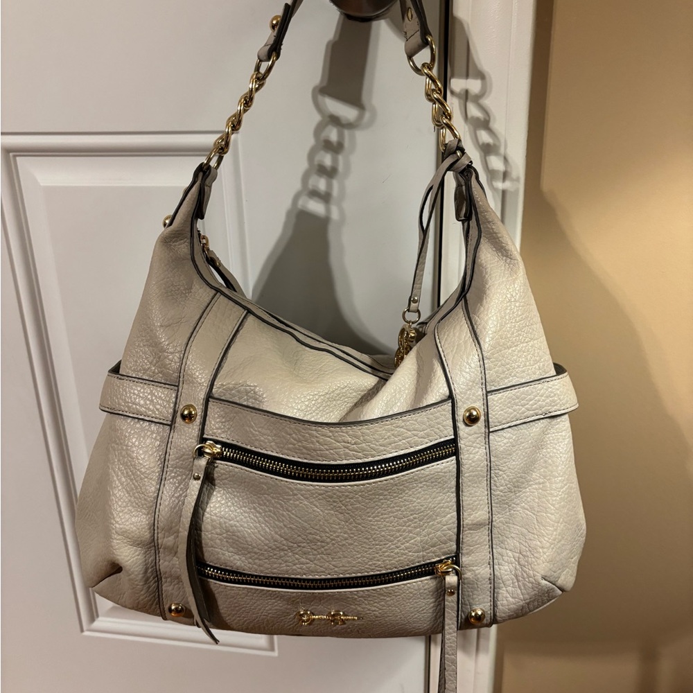Jessica Simpson Cream Hobo Bag with Gold Accents - Picture 4 of 16